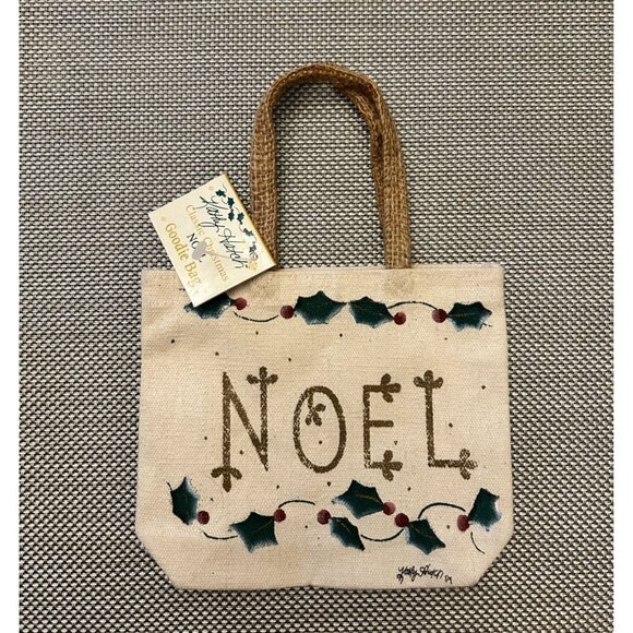 Kathy Hatch Noel Goodie Bag Canvas Tote Miniature Gift Bag Hand-painted Noel Hol - Picture 1 of 4